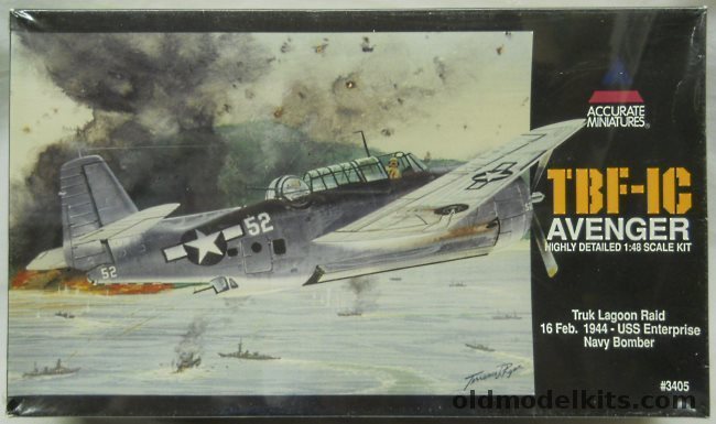 Accurate Miniatures 1/48 TBF-1C Avenger - Truk Lagoon Raid Feb 16 1944 USS Enterprise (CV6), 3405 plastic model kit